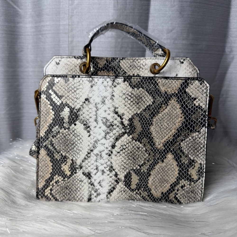 STEVE MADDEN Snakeskin Bevelyn Crossbody Satchel Bag - Picture 6 of 10